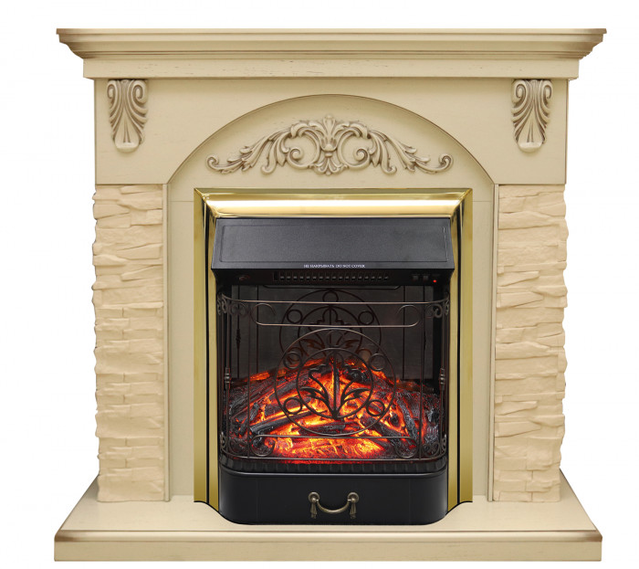 Электрокамин Bern standard с очагом Аspen Black с очагом Fobos FX Brass с очагом Majestic FX M Brass/Black